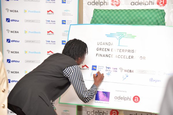 Marriette Naiga the Chief Risk confirms partners at the partnership between UGEFA and Housing Finance Bank