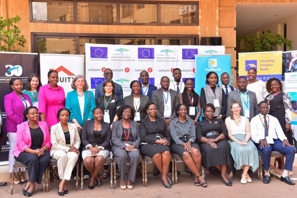 The Housing Finance Bank team poses for a group photo with partners from the European Union and other partner banks